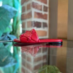 VALENTINO Red Leather Rockstud Slides SZ 37 (US 7)